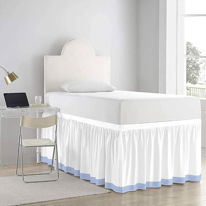 TisTik 100% Microfiber Dorm Room Bed Skirt, Twin XL 32"/36" Drop Long Dorm Bed Skirt, Ruffled Dor... | Amazon (US)