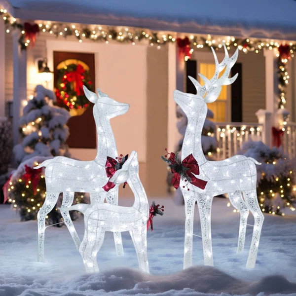 Gutierrez 3 Piece Christmas Deer Lighted Display Set | Wayfair North America