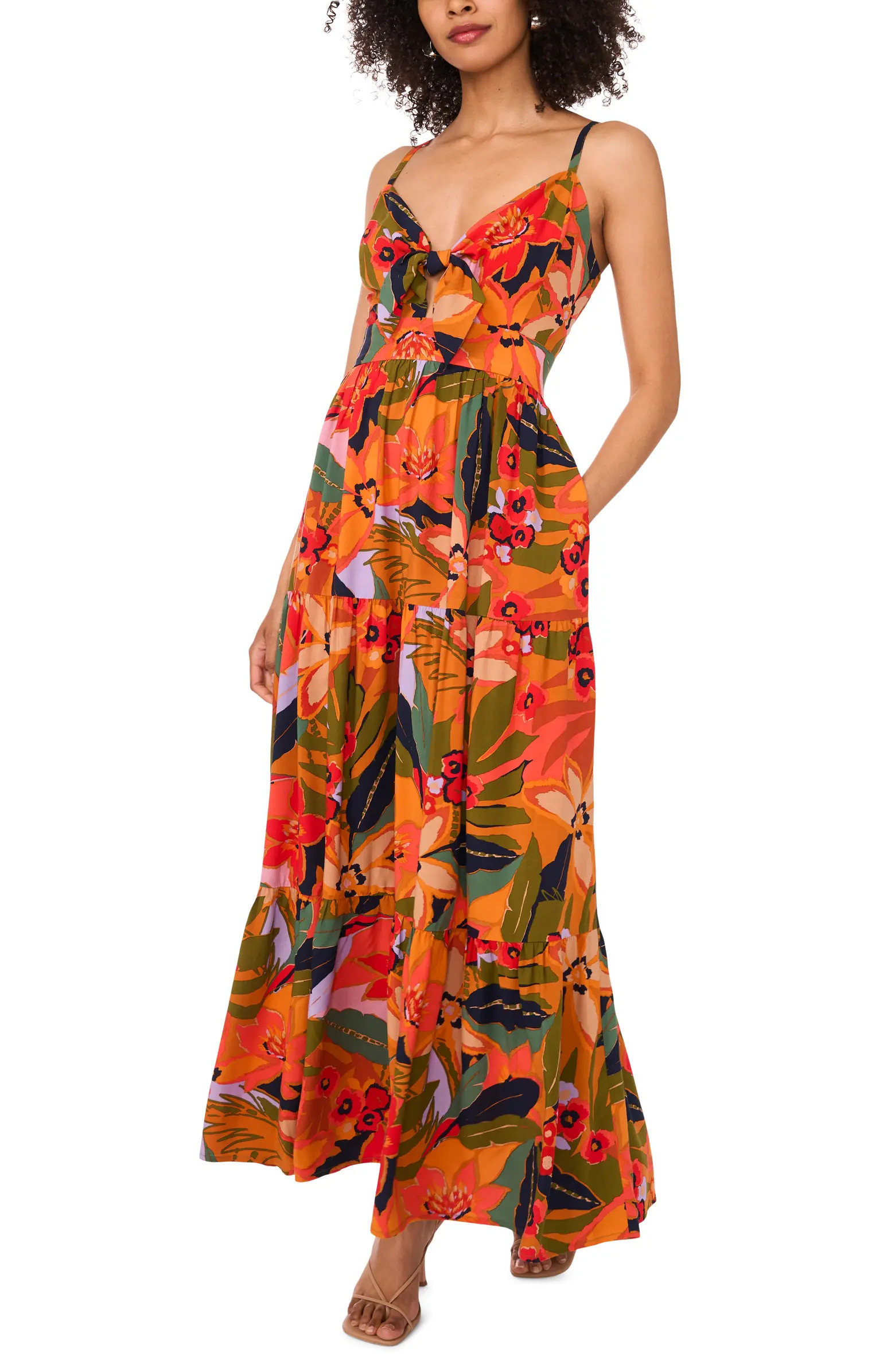 Halogen® Tie Front Tiered Maxi Dress Tie Front Tiered Maxi Dress | Nordstromrack | Nordstrom Rack