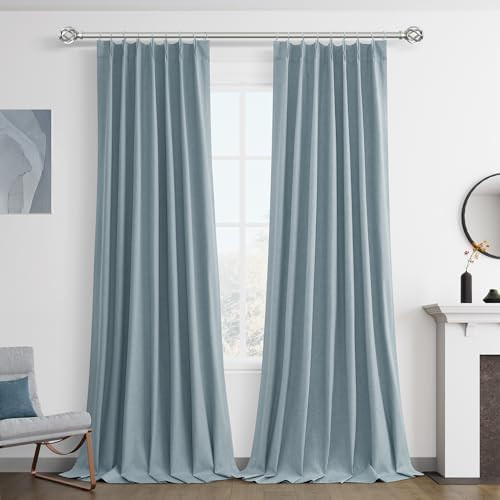 Joywell Extra Long 100% Blackout Linen Pinch Pleated Curtains 102 Inch Long, Back Tab Drapes with... | Amazon (US)