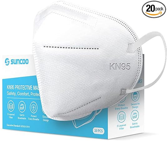 SUNCOO Protective KN95 Face Mask - 20 Pack, 5 Layers Cup Dust Mask Protection Against PM2.5 Dust,... | Amazon (US)