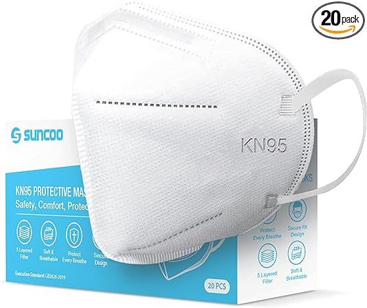 SUNCOO Protective KN95 Face Mask - 20 Pack, 5 Layers Cup Dust Mask Protection Against PM2.5 Dust,... | Amazon (US)