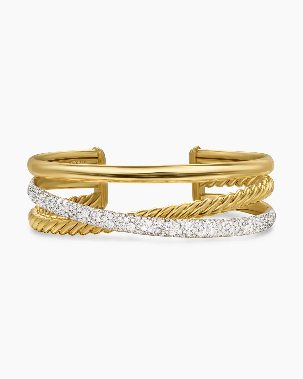 Pavé Crossover Three Row Cuff Bracelet | David Yurman