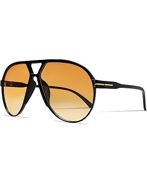 GUVIVI Retro Aviator Sunglasses for Women Men Oversized Classic 70s Vintage Trendy Tangle Free Sq... | Amazon (US)