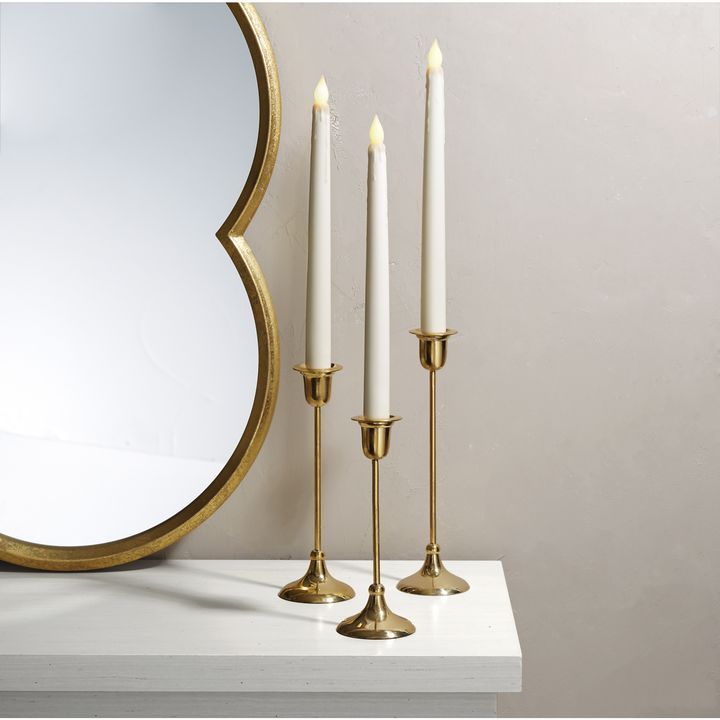 Arden Brass Taper Candle Holder, Medium | Lights.com