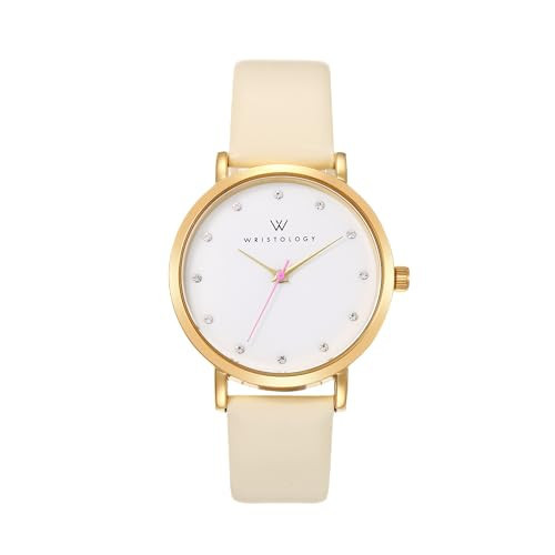 Wristology Maxi Easy Change Band Womens Gold Watch Crystal - Beige Genuine Leather Interchangeable Strap - Large Easy to Read with Second Hand for Men, Nurses, Teachers OC010 | Amazon (US)