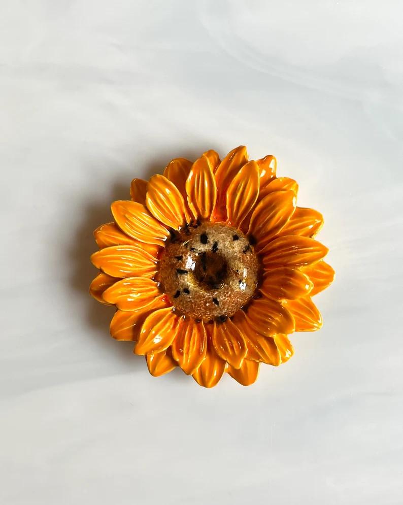 Ceramic Sunflower Tile, 1pc, Choice of Colors, Dimensional and Detailed, Mosaic and Crafts, Birdh... | Etsy (US)