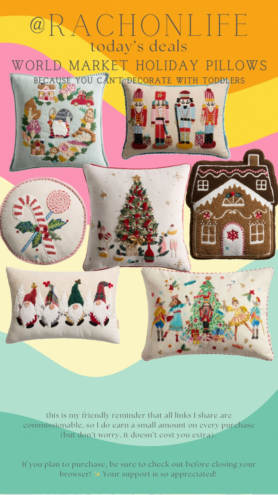 The CUTEST holiday pillows are on the floor and online at World Market. I definitely came home with the Nutcracker pillow (and will be going back for the gingerbread house, because my kids’ playroom needs it, right?) 

World Market pillows are SUPER high quality!

#LTKGiftGuide #LTKSeasonal #LTKHoliday