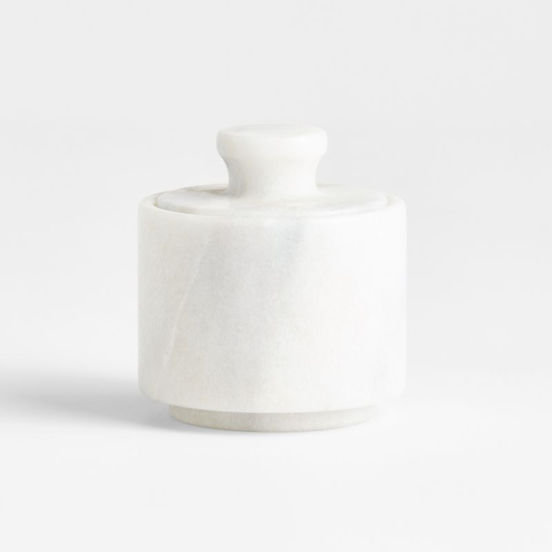 French Kitchen White Marble Salt Cellar with Lid + Reviews | Crate & Barrel | Crate & Barrel