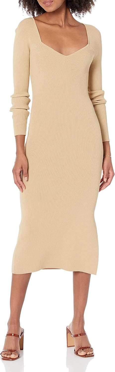 The Drop Women's Cameron Ribbed Sweetheart Neckline Sheath Sweater Dress | Amazon (US)