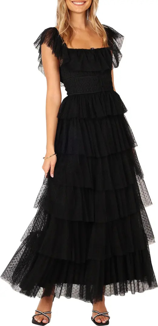 Belle Swiss Dot Tulle Tiered Maxi Dress | Nordstrom