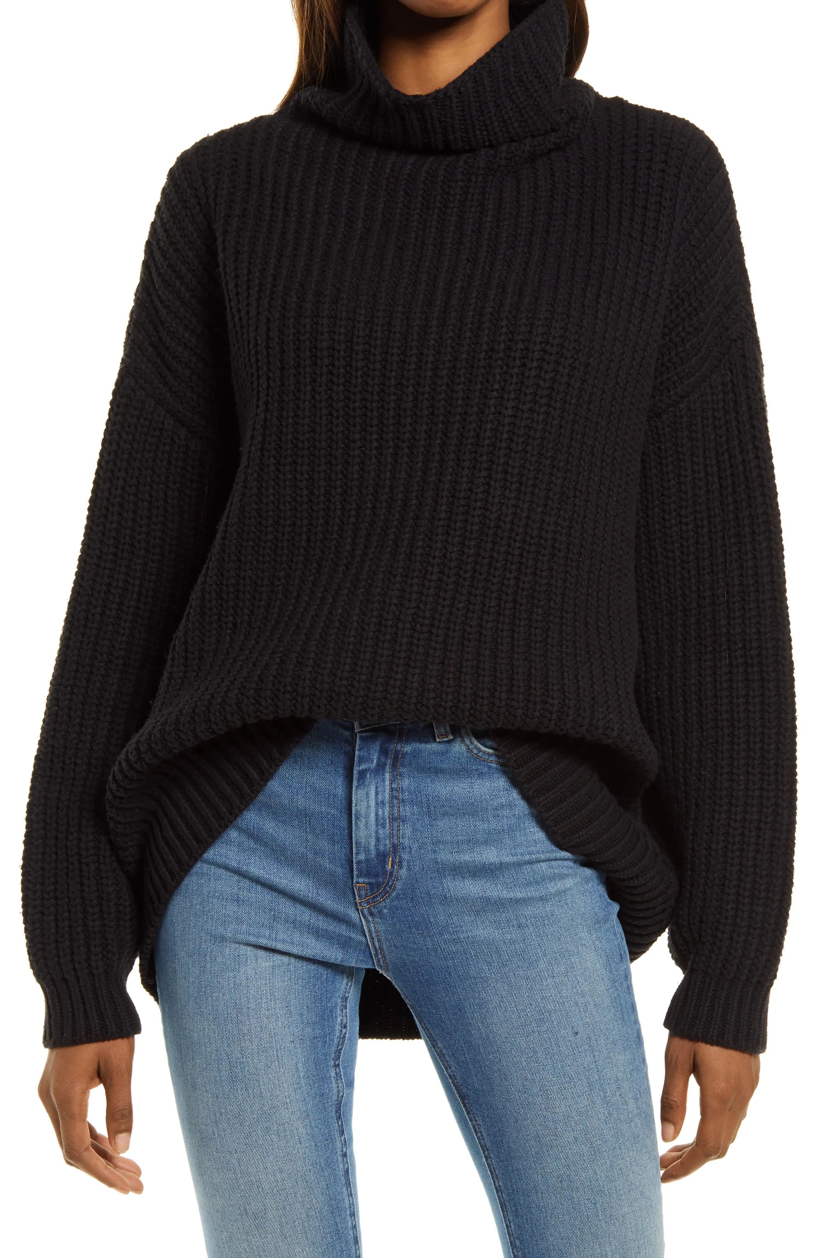 Free People Swim Too Deep Turtleneck Sweater, Size X-Large in Anthracite at Nordstrom | Nordstrom