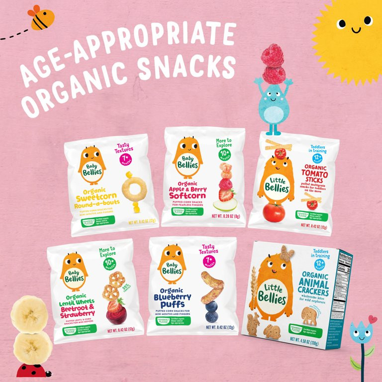 Little Bellies Organic Strawberry Pick-Me Sticks Puff Snack, Baby and Toddler Snacks, Age 7+ Mont... | Walmart (US)