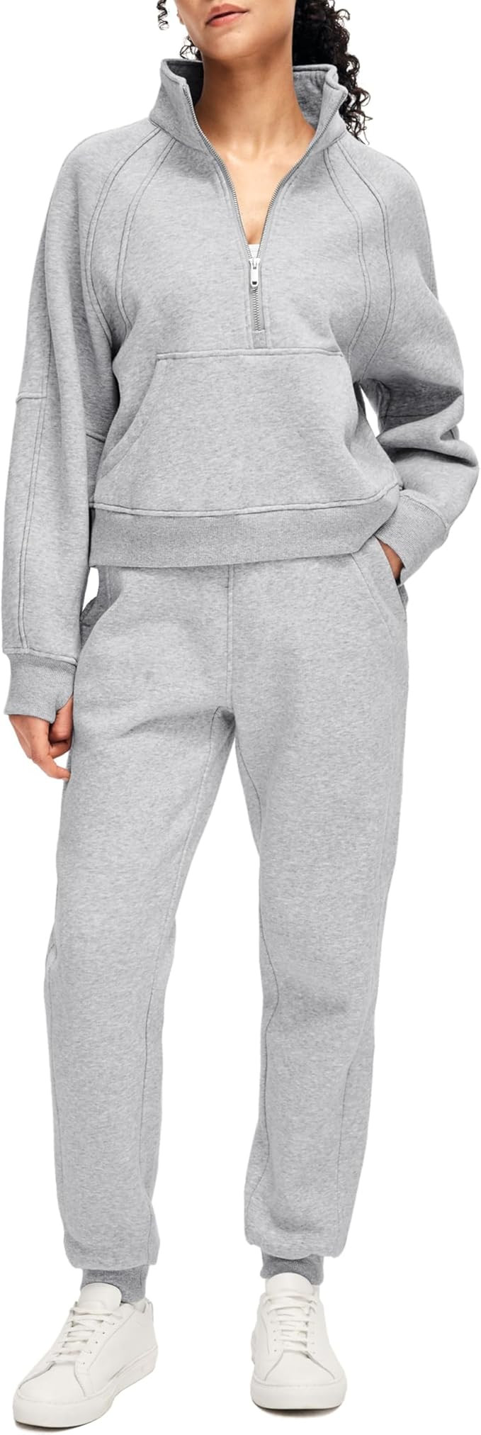 SANTINY Womens Sweatsuits 2 Piece Set Fleece Half Zip Sweatshirt Joggers Set Winter Warm Matching... | Amazon (US)