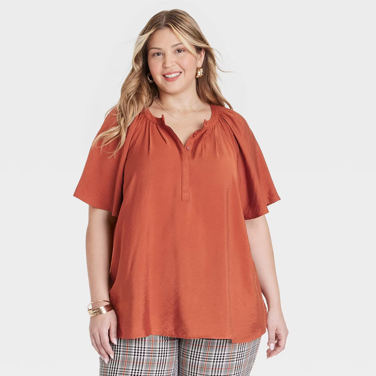 Women's Flutter Elbow Sleeve Blouse - Ava & Viv™ | Target