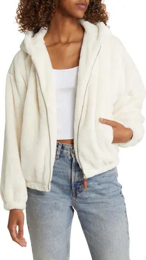 Faux Fur Zip-Up Hooded Jacket | Nordstrom