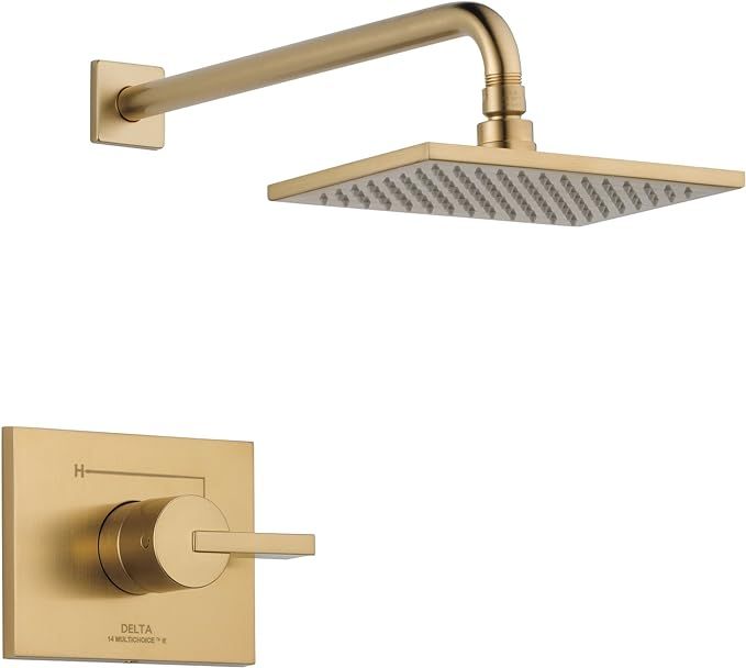 Delta Faucet Vero 14 Series Single-Function Shower Faucet Set, Rain Shower Head, Gold Shower Fauc... | Amazon (US)