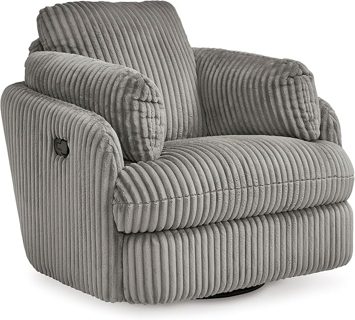 Signature Design by Ashley Tie-Breaker Casual Swivel Glider Recliner with Hidden Storage, Gray | Amazon (US)