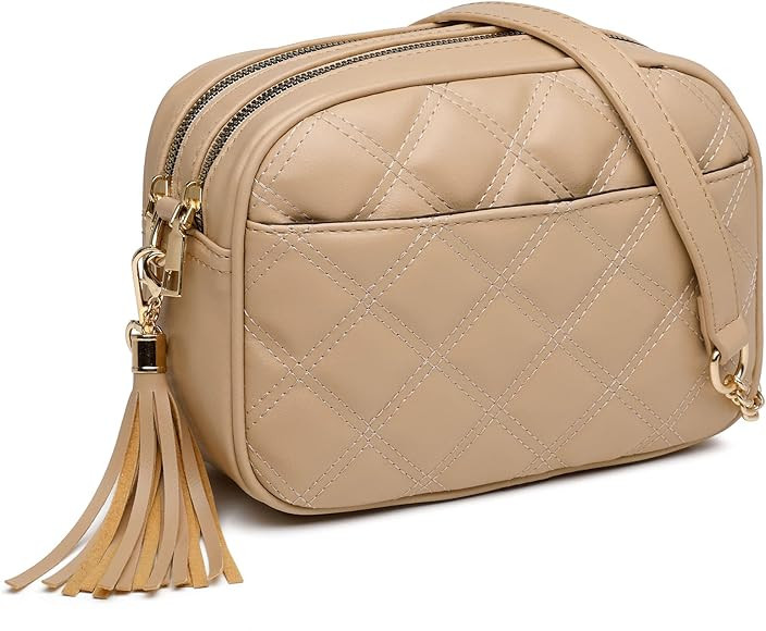 Small Quilted Crossbody Bags for Women, Double Top Zipper Shoulder Bag Lightweight Purses Handbag... | Amazon (US)