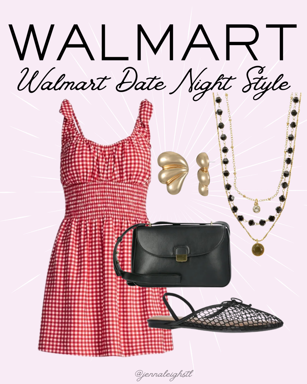 Putting together an easy date night look with Walmart finds. Loving how the little plaid dress, gold accessories, and chic handbag come together for a look that feels elevated but still fun without the high price tag. 

 #LTKootd #LTKSeasonal #LTKMidsize