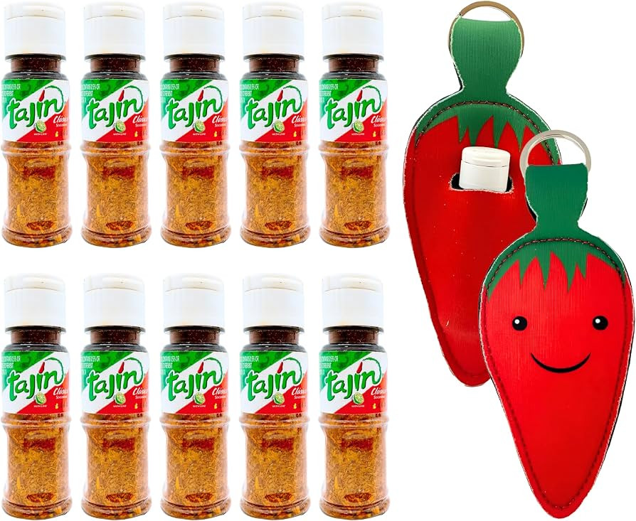 10 Mini Tajin Bottles with Keychain Holder, 10g Tajin Seasoning, Mexican Chili Lime Seasoning, Po... | Amazon (US)