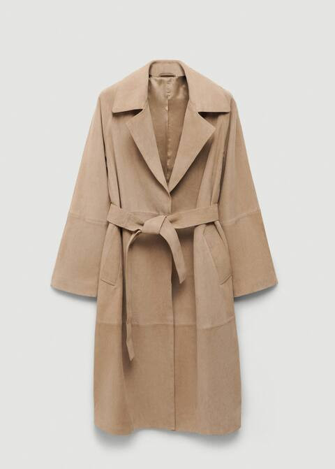 100% suede trench coat -  Women | Mango United Kingdom | MANGO (UK)