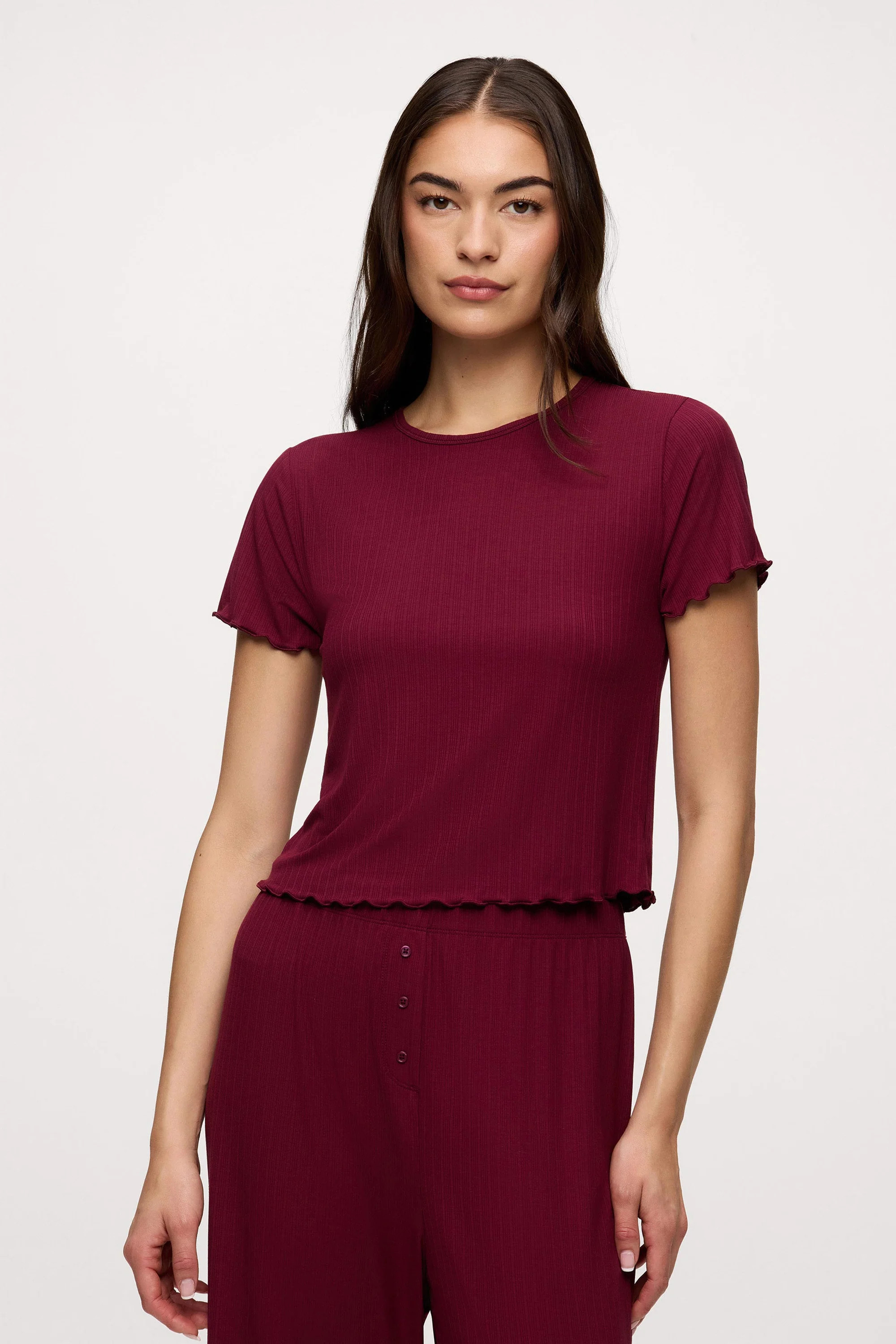 Mini Rib Pajama Set | Ruby | Nuuds US