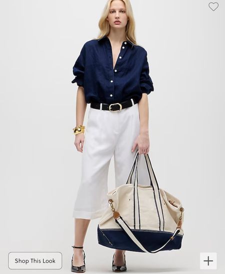 Vacation outfit linen top white pants weekend bag spring summer getaway outfit 

#LTKworkwear #LTKSeasonal #LTKstyletip