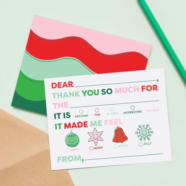 Kids Emotions Fill In Thank You Notes - Holiday | Joy Creative Shop