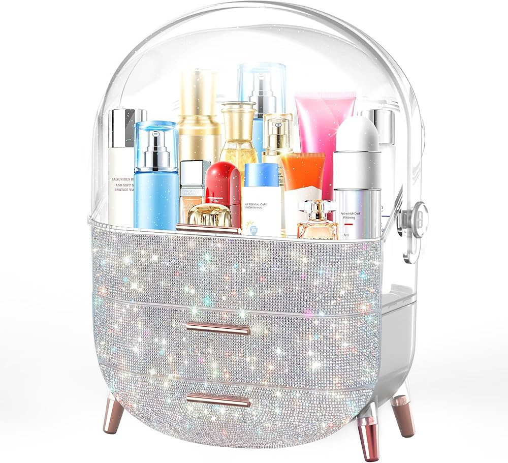 TS Girl Makeup Organizer,Bling Girl Birthday Gift,Bathroom Counter Organizer for College Dorm Ess... | Amazon (US)