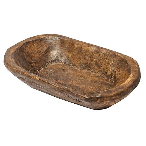 MAINEVENT Decorative Bowl Home Decor Approx 10 Inch, Hand Crafted Spanish Oak Wooden Dough Bowl Decor, Table Centerpiece Made in USA | Amazon (US)