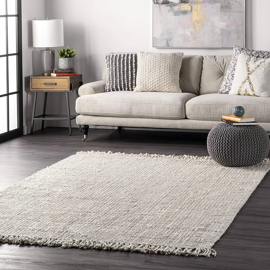 nuLOOM Daniela Farmhouse Chunky Jute Area Rug, 4' x 6', Off-white | Amazon (US)
