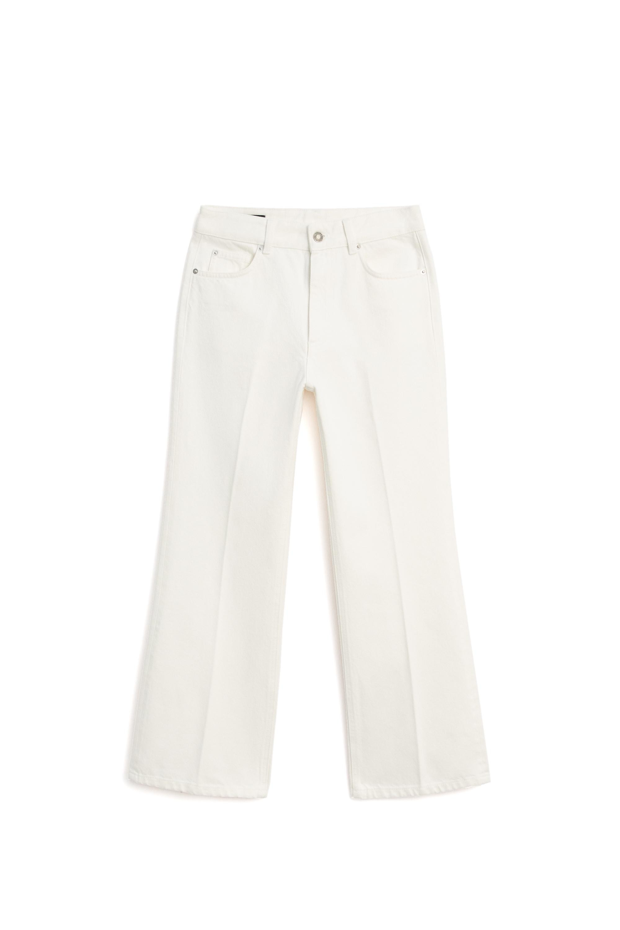 Mid-waist cropped flare fit jeans - Off white | Massimo Dutti UK