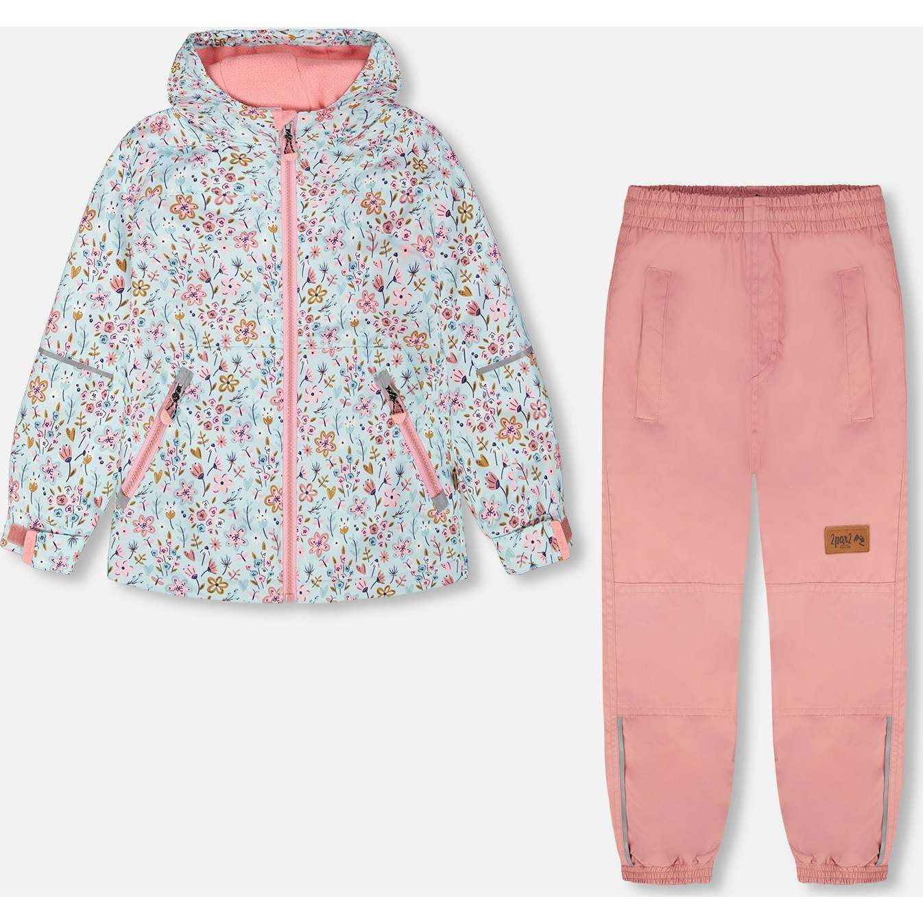 Two-Piece Mid-Season Outerwear Set, Blue Mini Flower Print | Maisonette