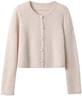 EURKEA Women's Button-Up Cardigan Sweater, Brushed Cashmere, Gray, Round Neck, Loose Fit, Front O... | Amazon (US)