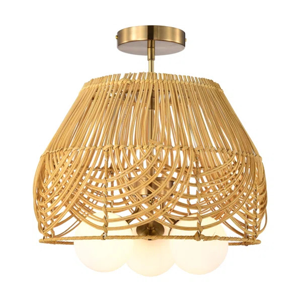 Rattan Semi Flush Mount | Wayfair North America