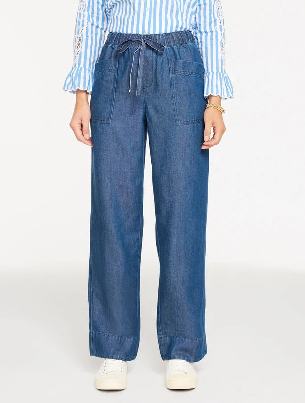 Straight Leg Pull-On Pants - Refined Denim | Talbots