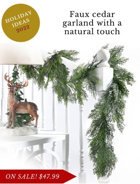 Decorate your bannister, mantel or doorway with this real looking cedar garland. #christmasdecorations #holidaydecor #garland 

#LTKSeasonal #LTKHoliday #LTKhome