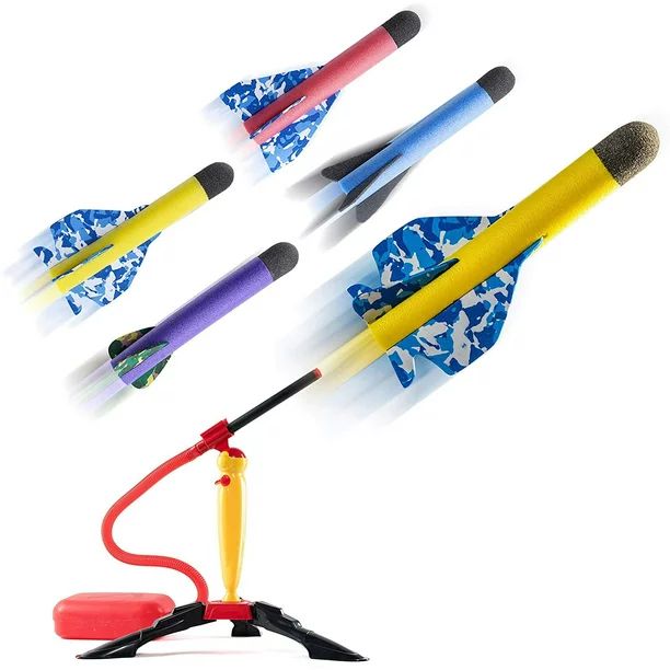 Prextex Toy Rocket Launcher for Kids | Shoots Up to 150 Feet | Colorful Foam Rockets with Stunt P... | Walmart (US)