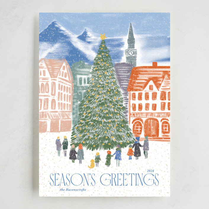 "gathering" - Customizable Grand Holiday Cards in Orange by Jenna Holcomb. | Minted