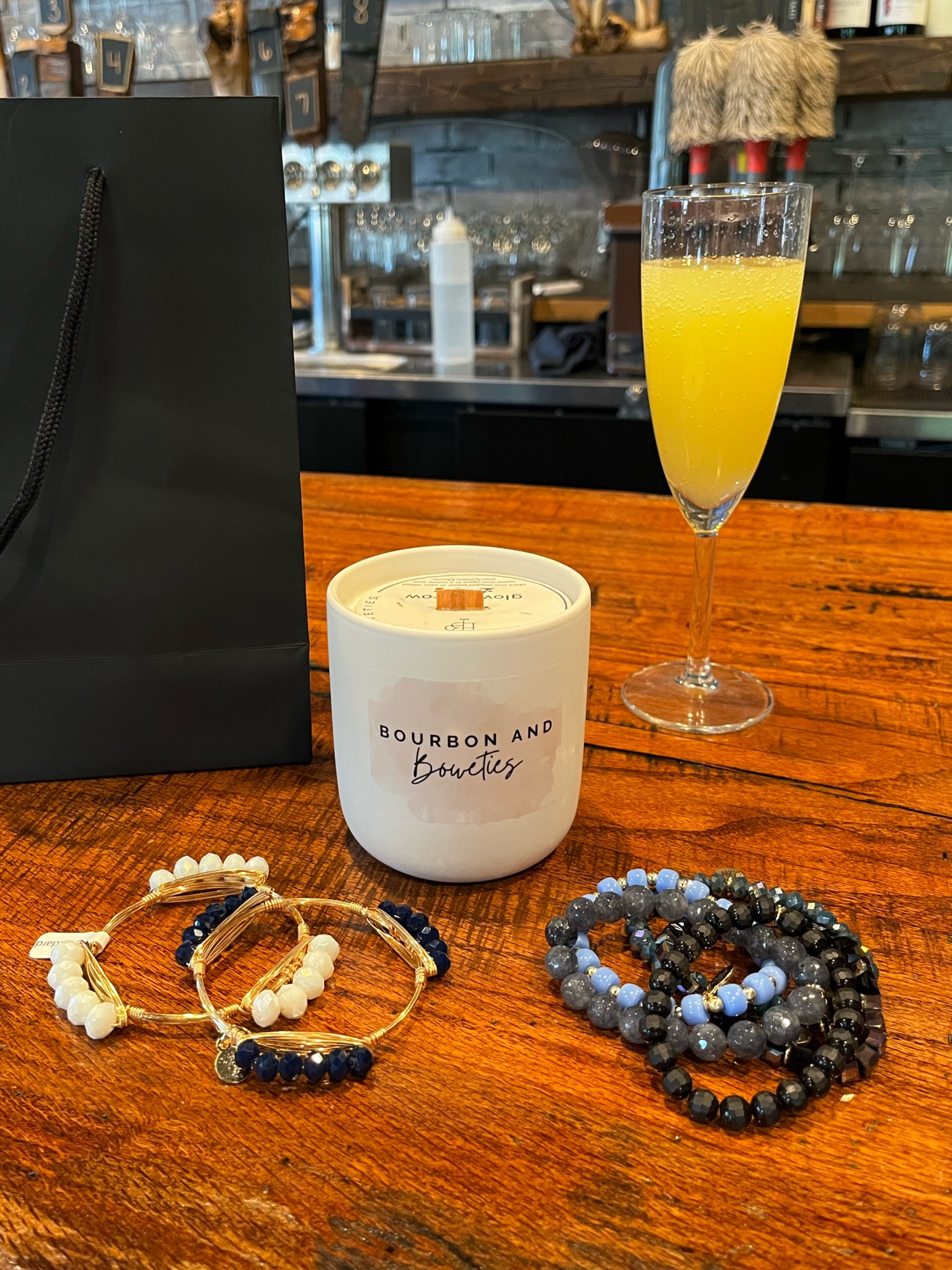 Bourbon and Boweties with a little mimosa. 

Loving their candle as well! Light when stacking  

#LTKFind #LTKunder50 #LTKstyletip