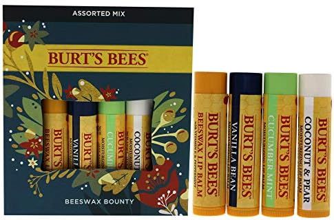 Amazon.com : Burt’s Bees Holiday Gift, 4 Lip Balm Stocking Stuffer Products, Beeswax Bounty Ass... | Amazon (US)