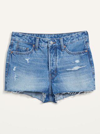 High-Waisted O.G. Straight Ripped Cut-Off Jean Shorts for Women -- 1.5-inch inseam | Old Navy (US)