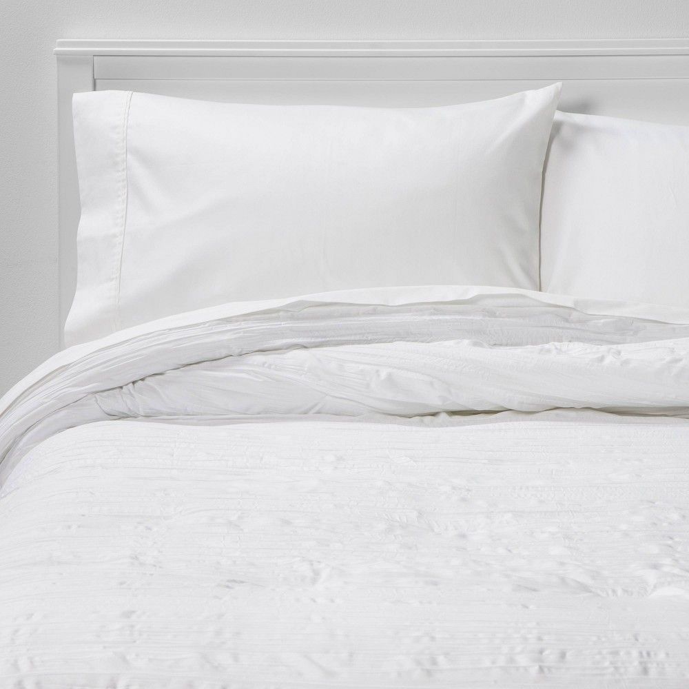 Twin/Extra Long Twin Crinkle Texture Comforter White - Room Essentials | Target