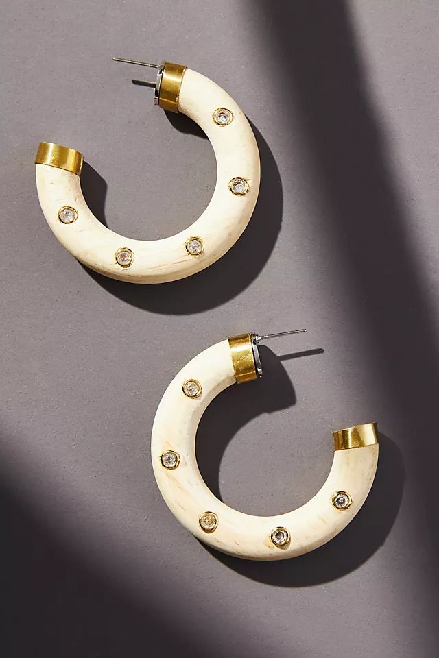Crystal-Studded Wooden & Brass Hoops | Anthropologie (US)
