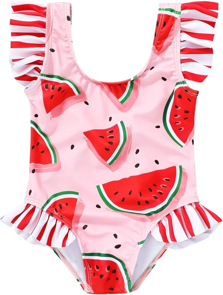 Tiny Cutey Toddler Baby Girls Swimsuit Ruffled Sleeveless Swimwear One-Piece Beachwear Bathing Suit  | Amazon (US)