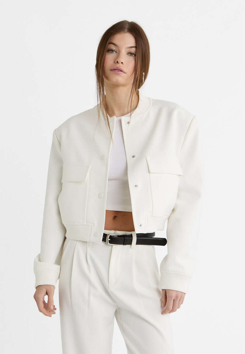 Bomber jacket with maxi pockets - Women's fashion | Stradivarius United Kingdom | Stradivarius (UK)