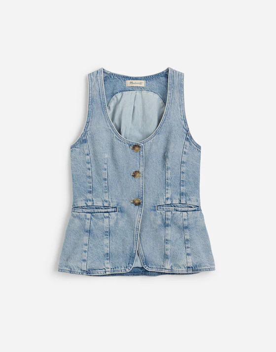 Denim Scoopneck Cutaway Vest in Edmonson Wash | Madewell