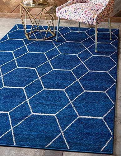 Unique Loom Trellis Frieze Collection Lattice Moroccan Geometric Modern Navy Blue Area Rug (8' 0 ... | Amazon (US)