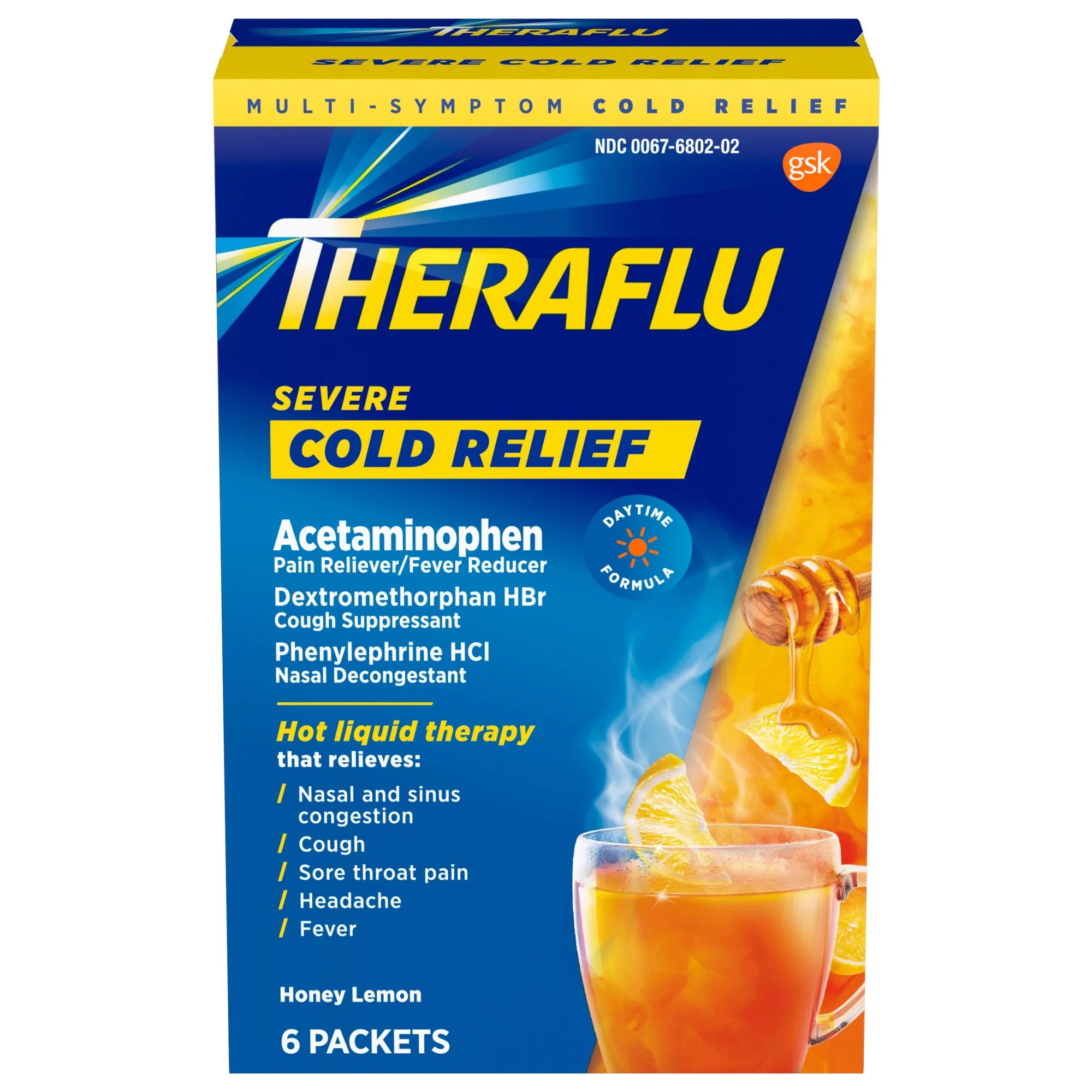 Theraflu Severe Cough Cold and Flu Nighttime Relief Medicine Powder, Green Tea and Honey Lemon, 6... | Walmart (US)